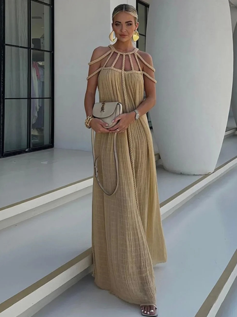 Vestido Longo com Tiras Trançadas Modern Helen